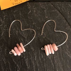 Heart  shaped earrings with coral beads open back